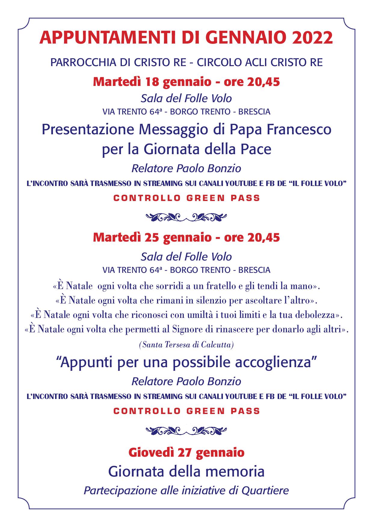 AppuntamentiGennaio 22