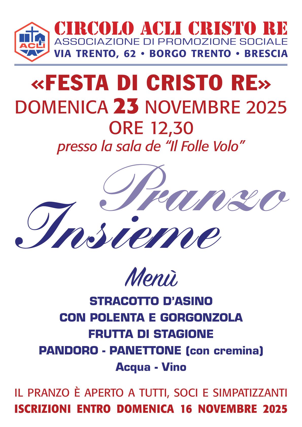 Pranzo insieme Cristo Re
