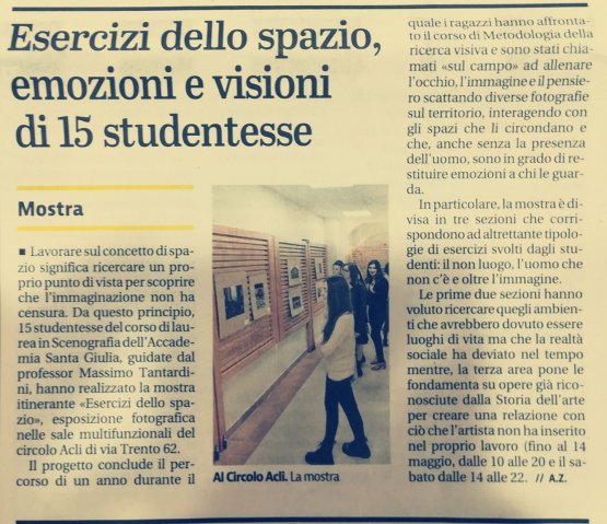 Hdemia Santa Giulia- Esercizi dello spazio 2017